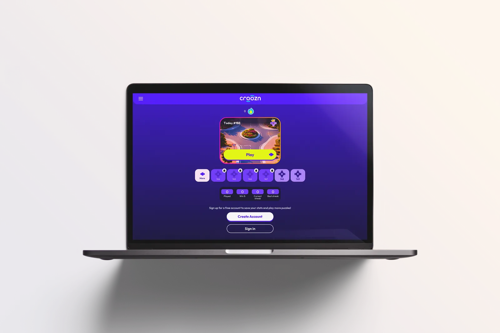 The Croozn daily game on a laptop
