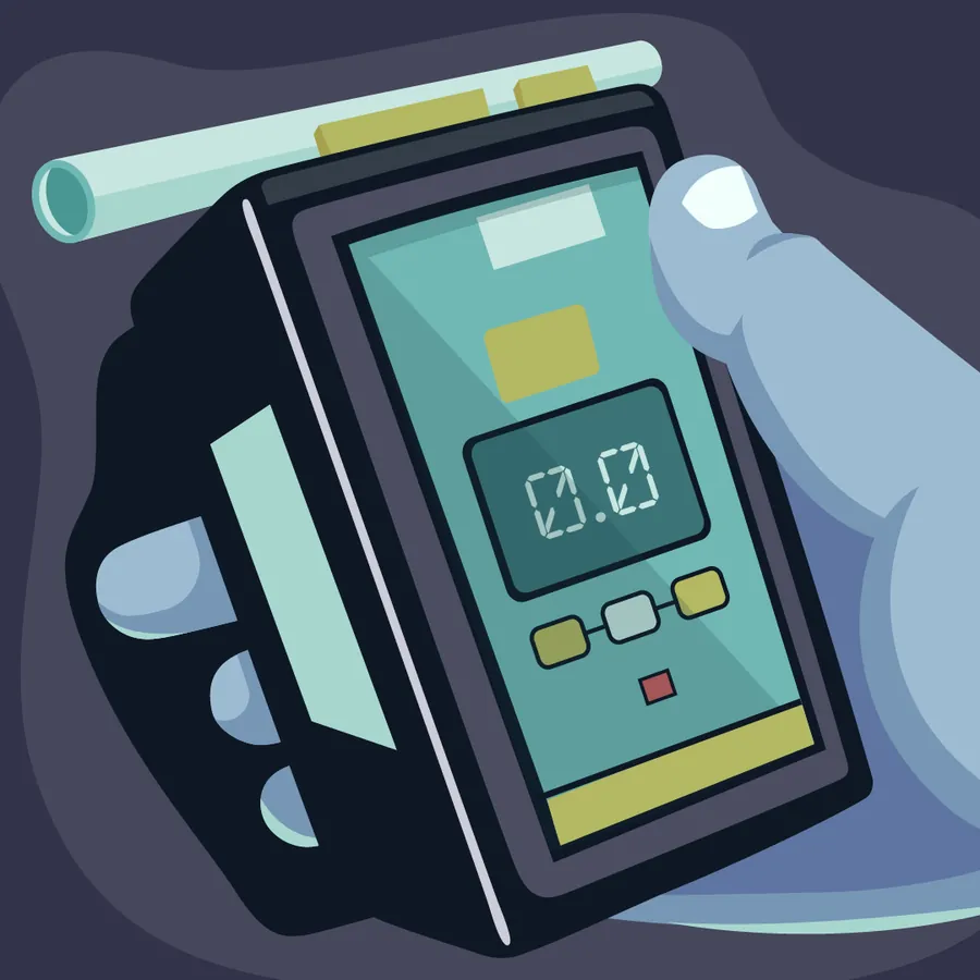 An illustrated roadside breath test