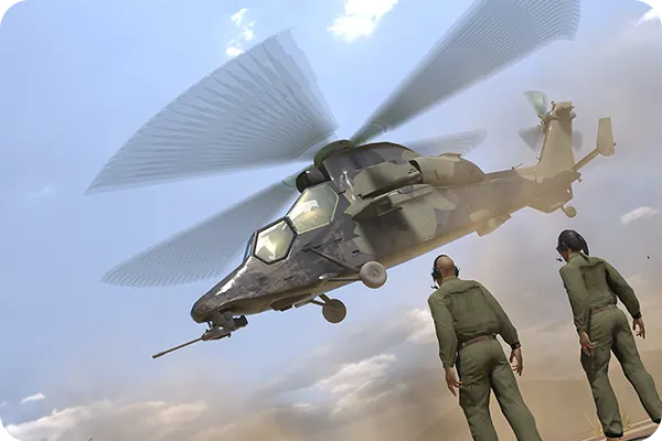 A helicopter ground crew scene in VR