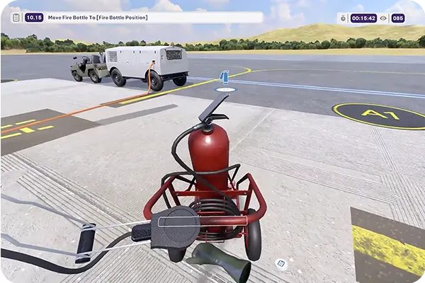 A refuelling point on the tarmac in VR
