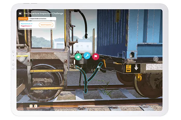 A pre-departure inspection challenge on a tablet