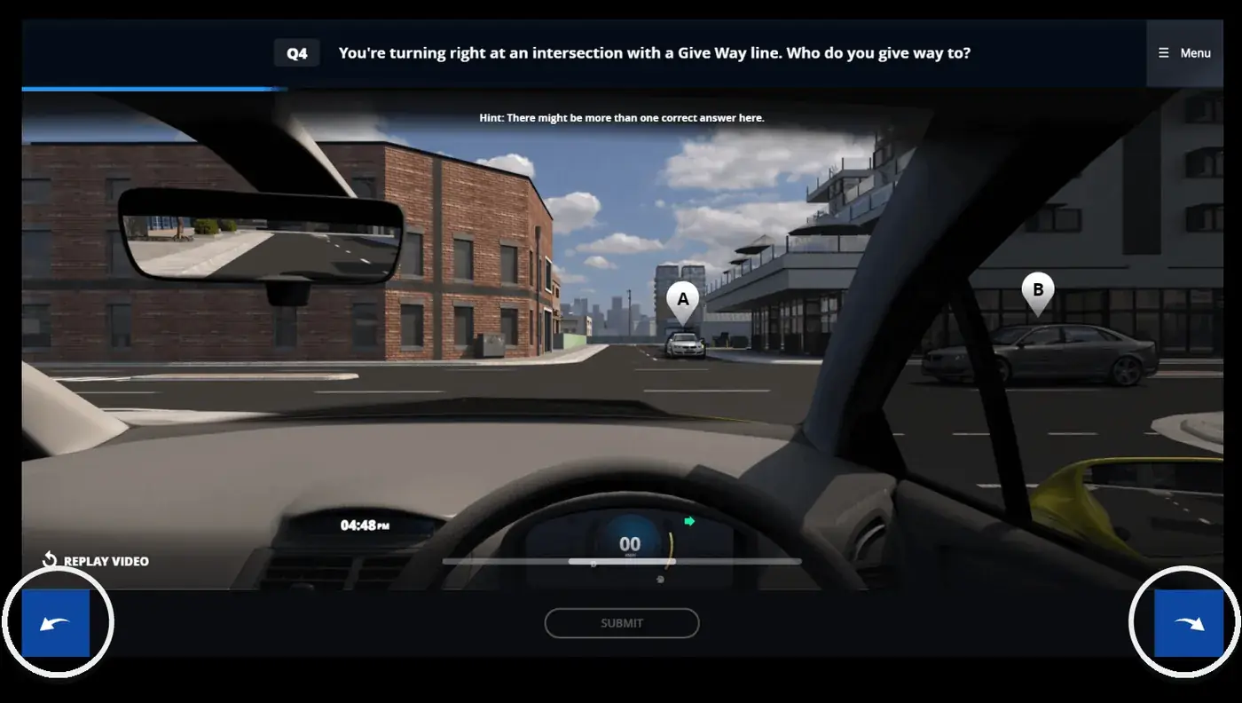 A hazard perception question from the driver&rsquo;s seat