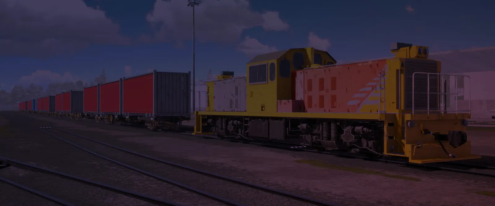A KiwiRail freight train at night in VR
