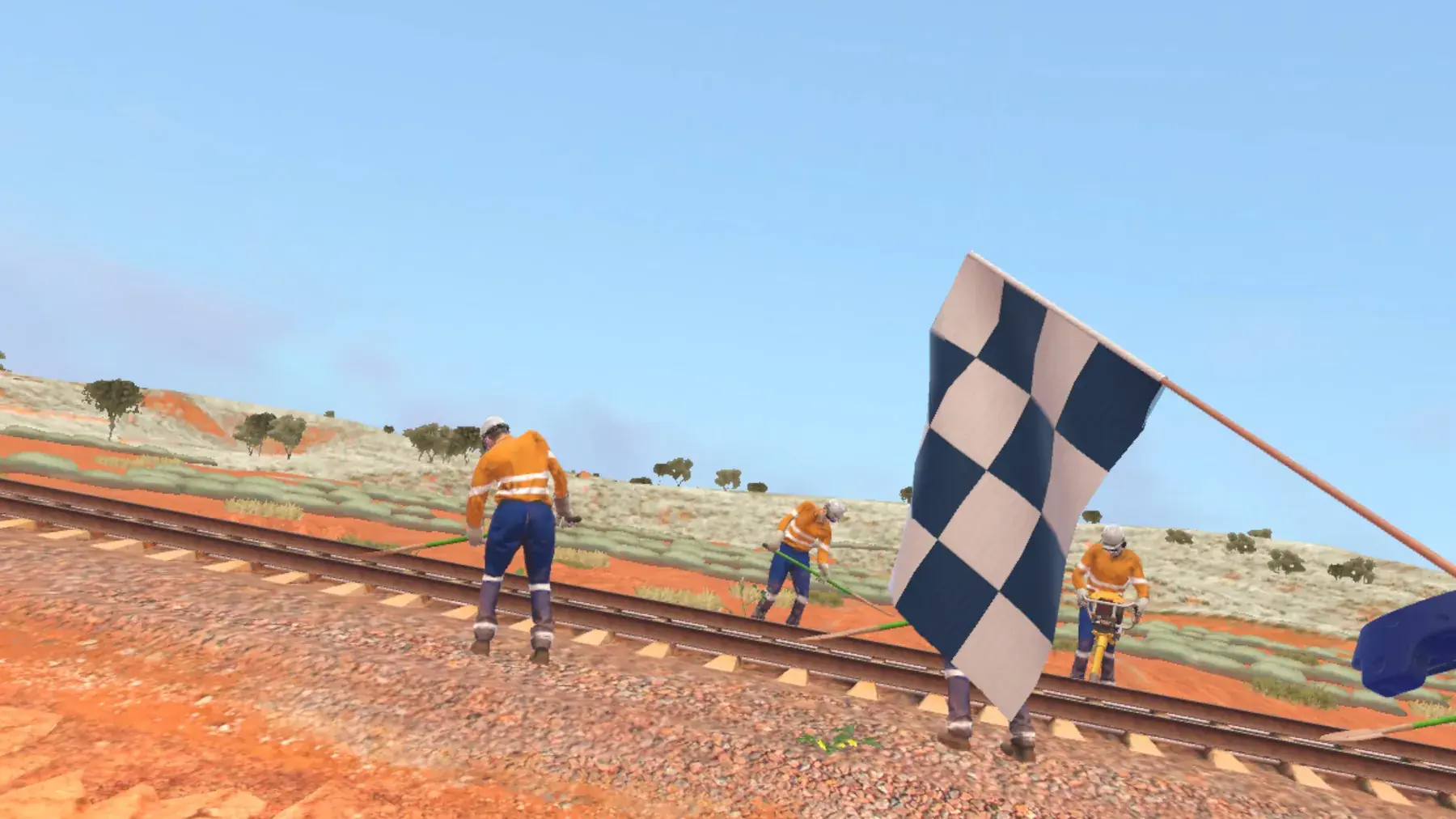 Signalling with a flag beside the track