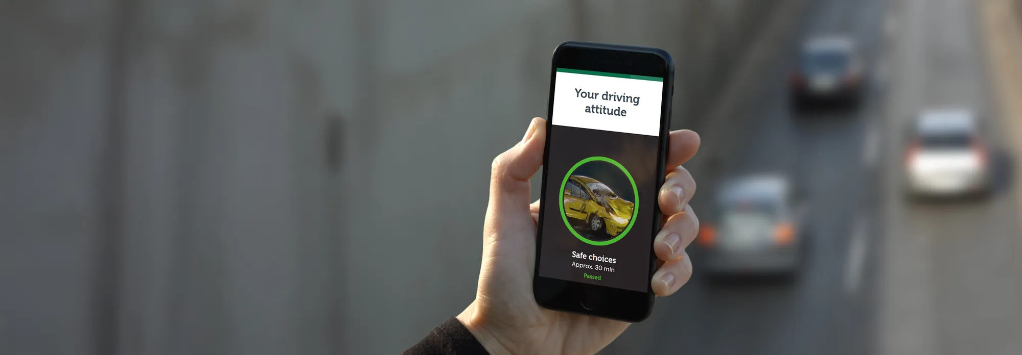 The course on a phone: your driving attitude, safe choices, passed