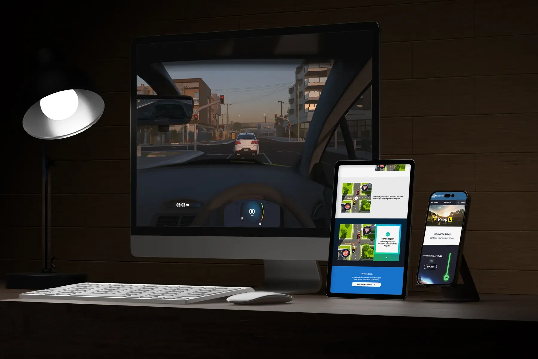 PrepL on a desktop, a tablet and a phone