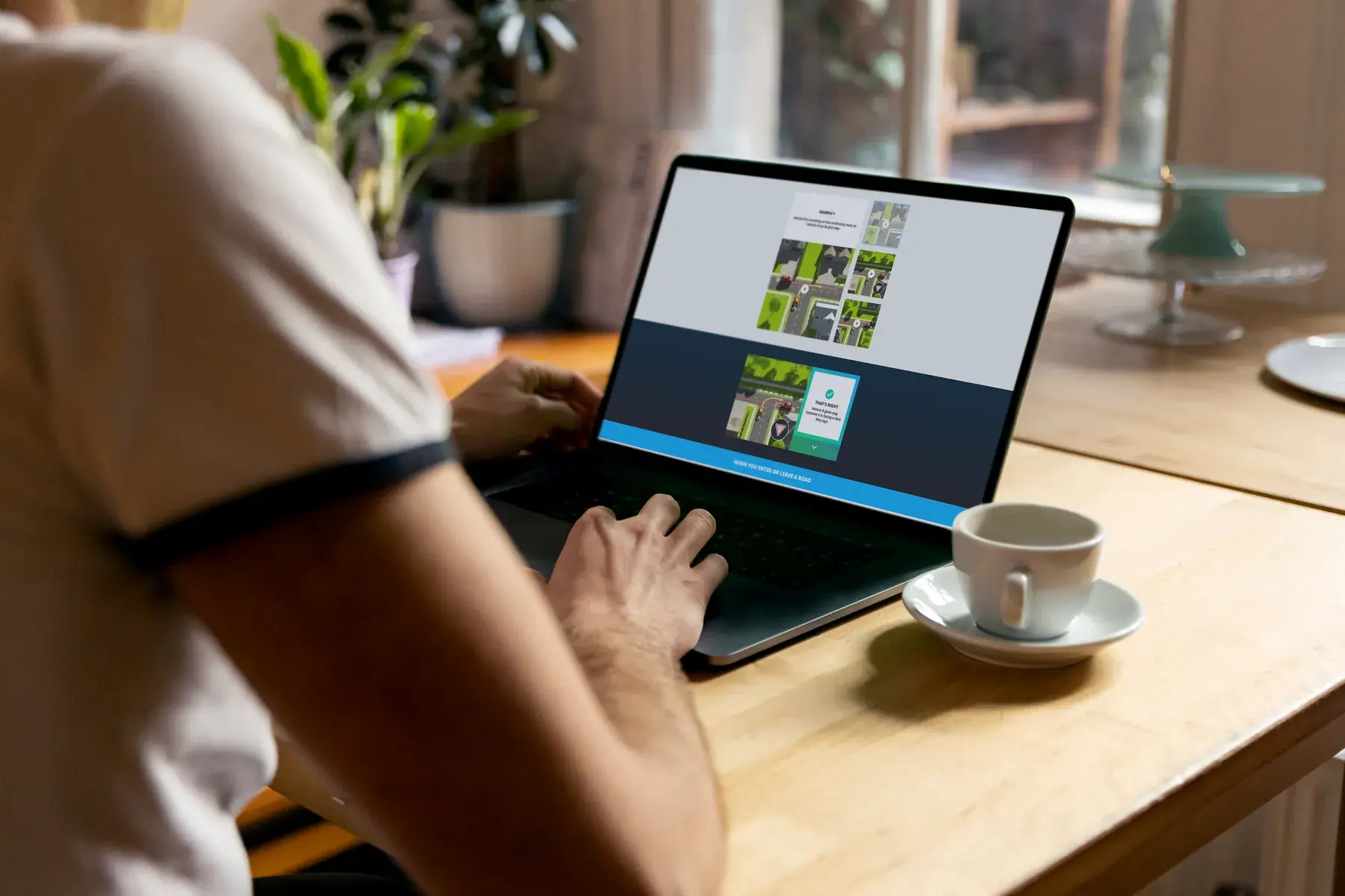 A PrepL give way lesson on a laptop