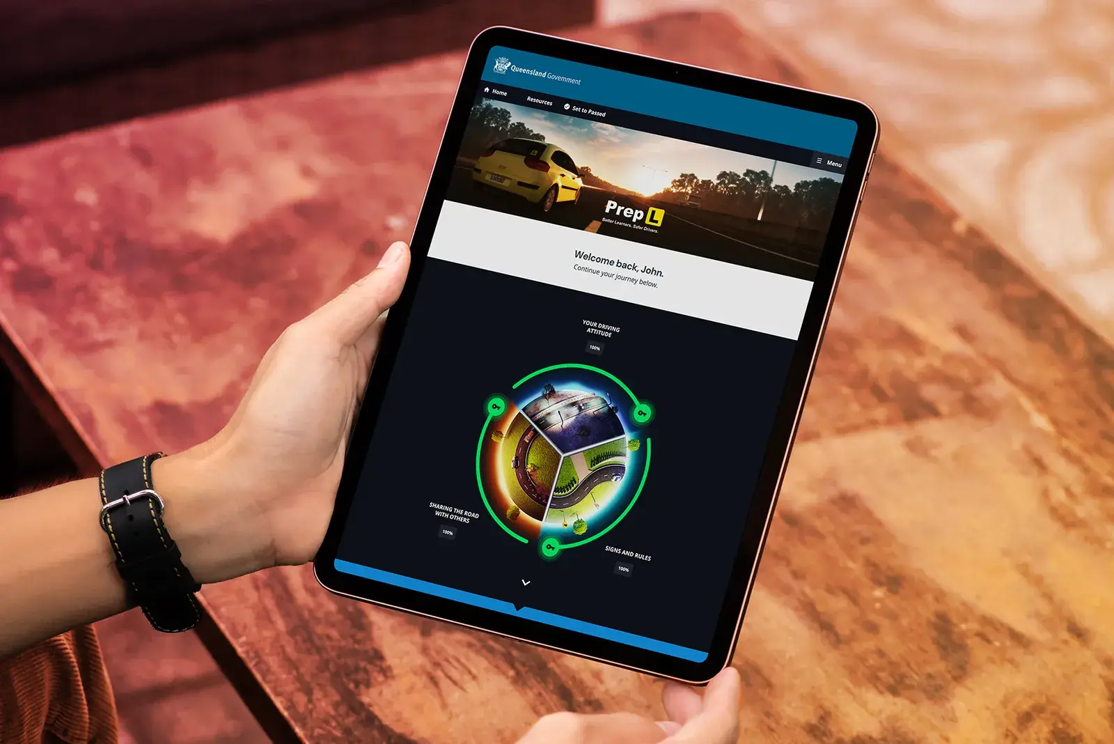 PrepL on a tablet: welcome back, continue your journey
