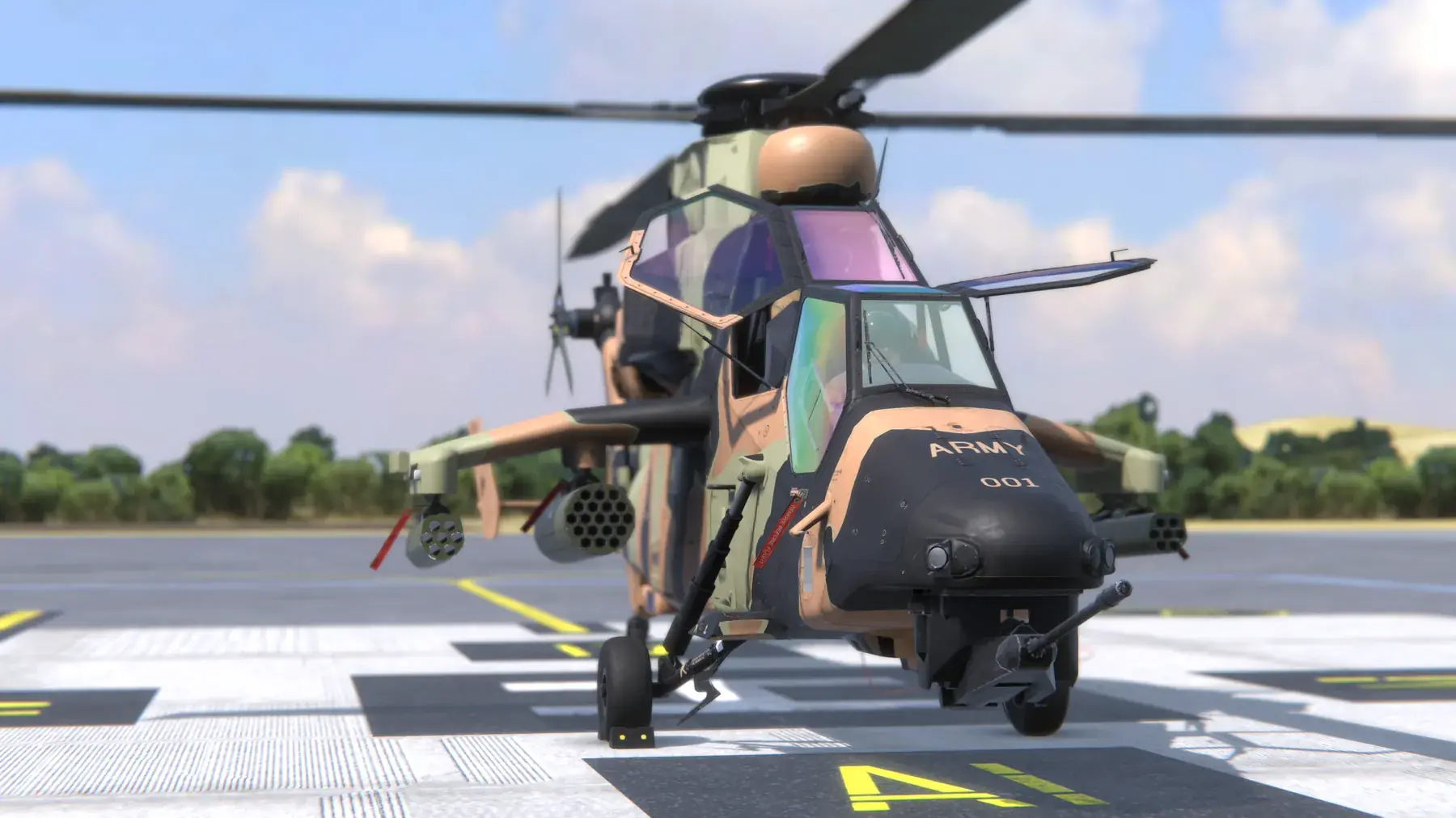 A Tiger helicopter on the pad