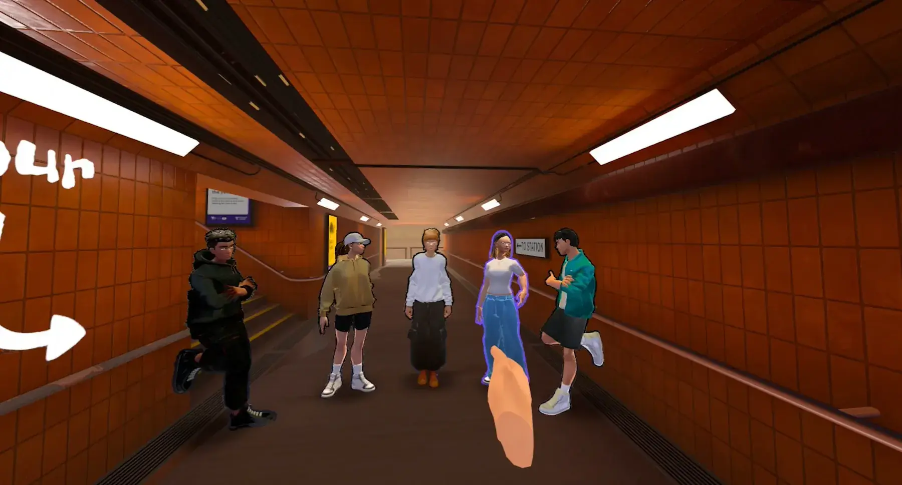 Choosing a character in a station underpass