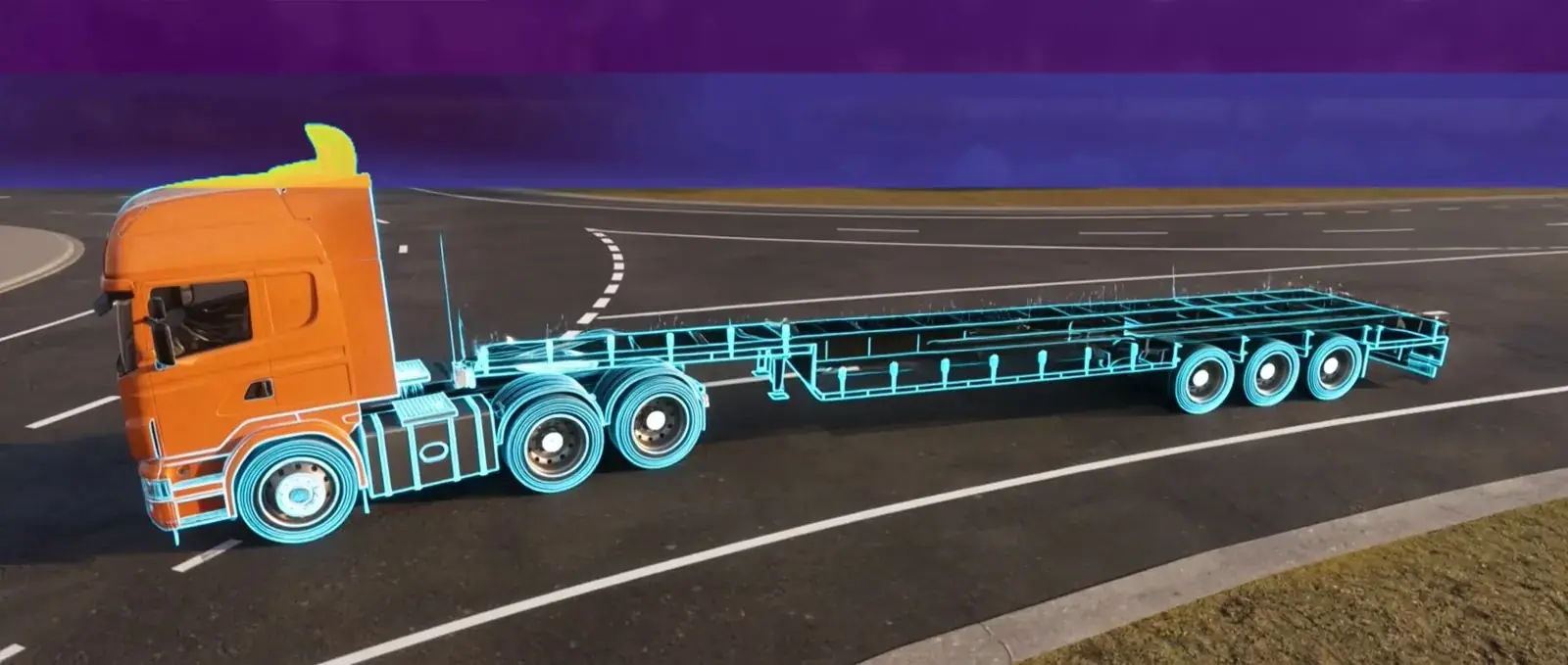A heavy vehicle, half rendered and half wireframe