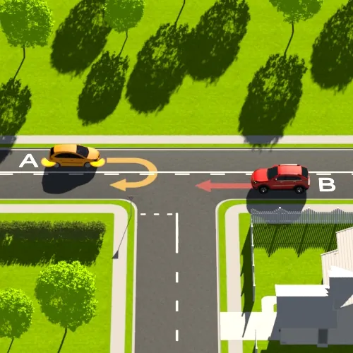 An illustrated U-turn scenario: who goes first?